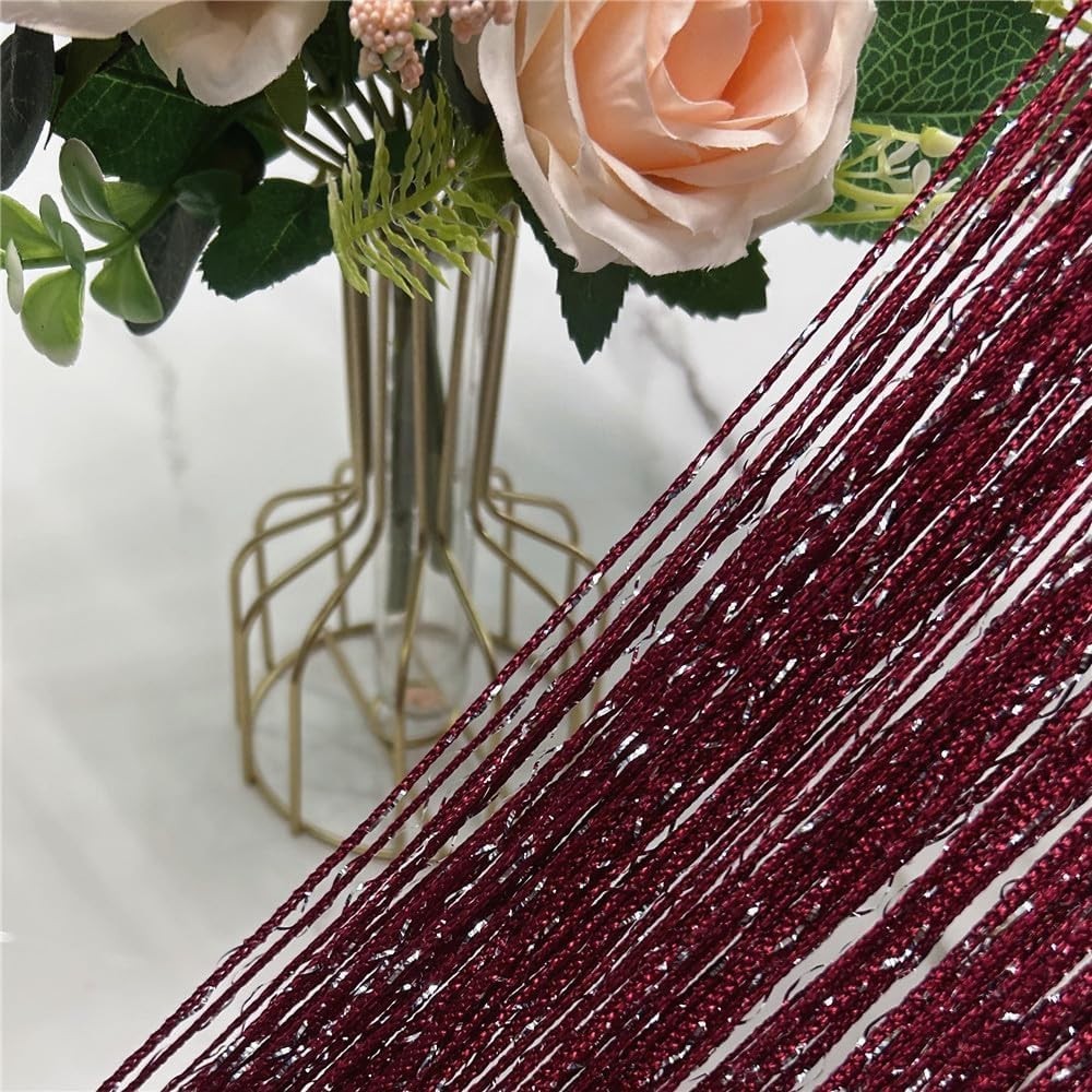 Versatile Red Wine Tassel String Panel for Living Room and Wedding Decor