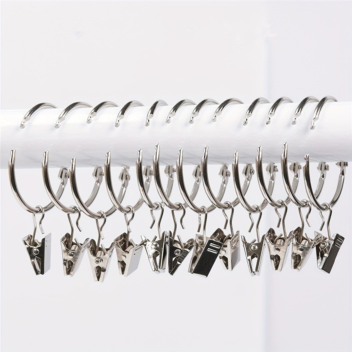Curtain Clip Rings, Openable Metal Hooks, Rustproof finish for Window Rods