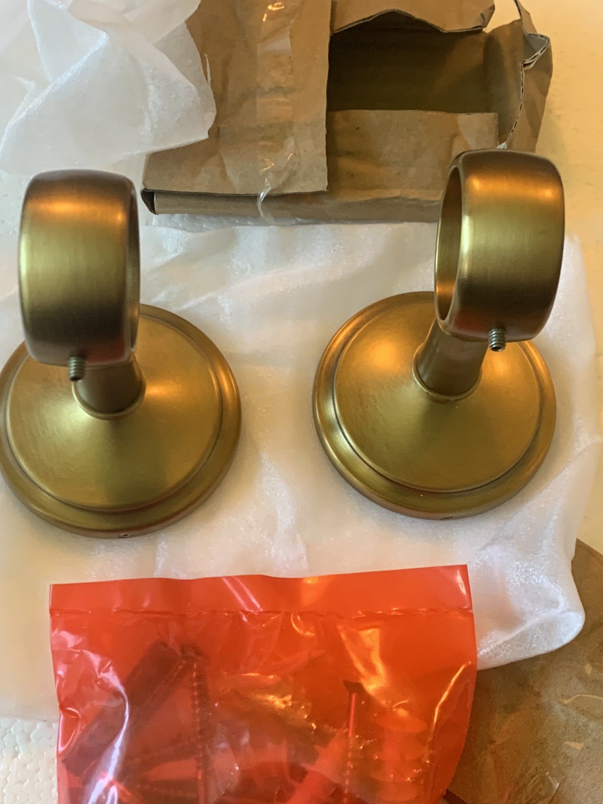 Restoration Hardware Estate Curtain Brackets MEDIUM 1-1/4” Burnished? Brass RH