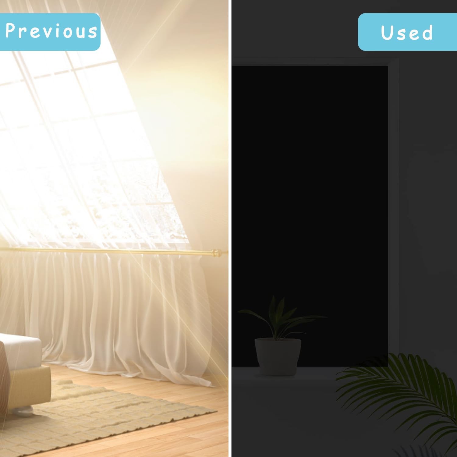 Blackout Curtains No Drill DIY Hook and Loop Tape Light Blocking Privacy 40×57