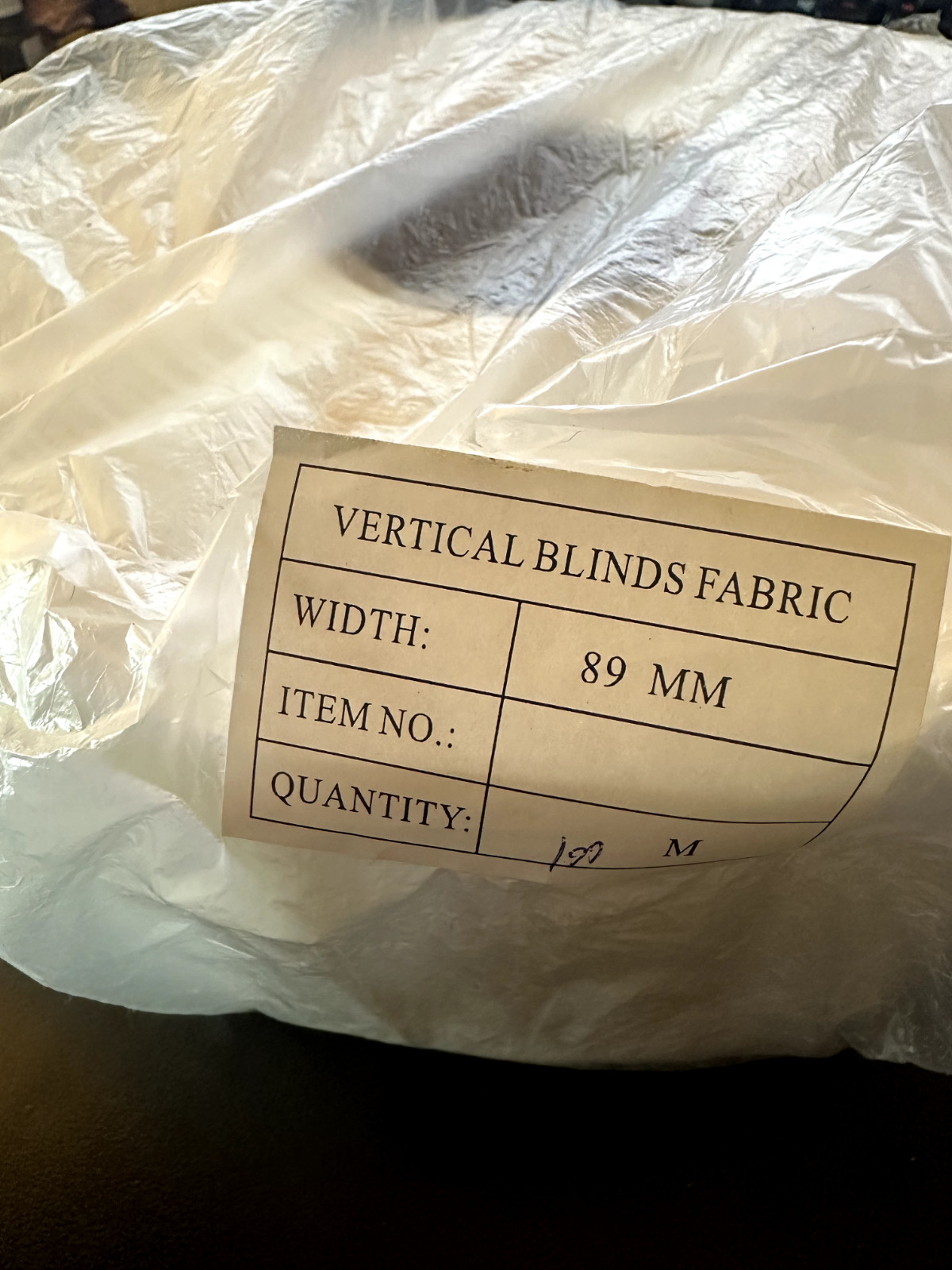 89mm (3.5″) VERTICAL BLIND FABRIC FULL ROLL 100M PLAIN WHITE PREMIUM TEXTURED