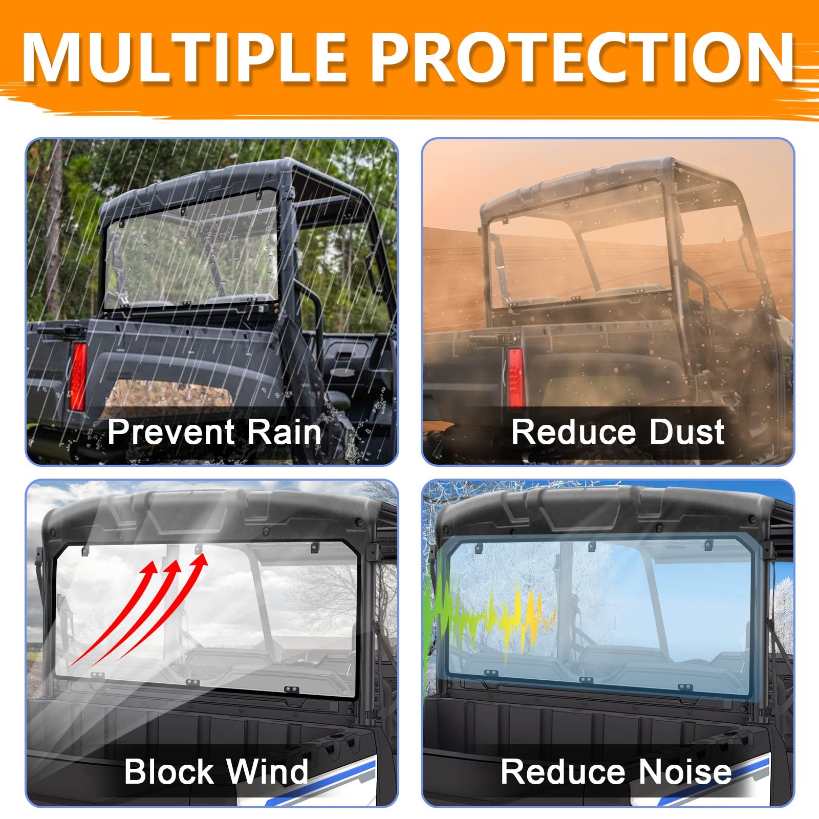 StarknightMT Rear Window For Ranger Midsize 570 500 – UV-proof Clear, Clear