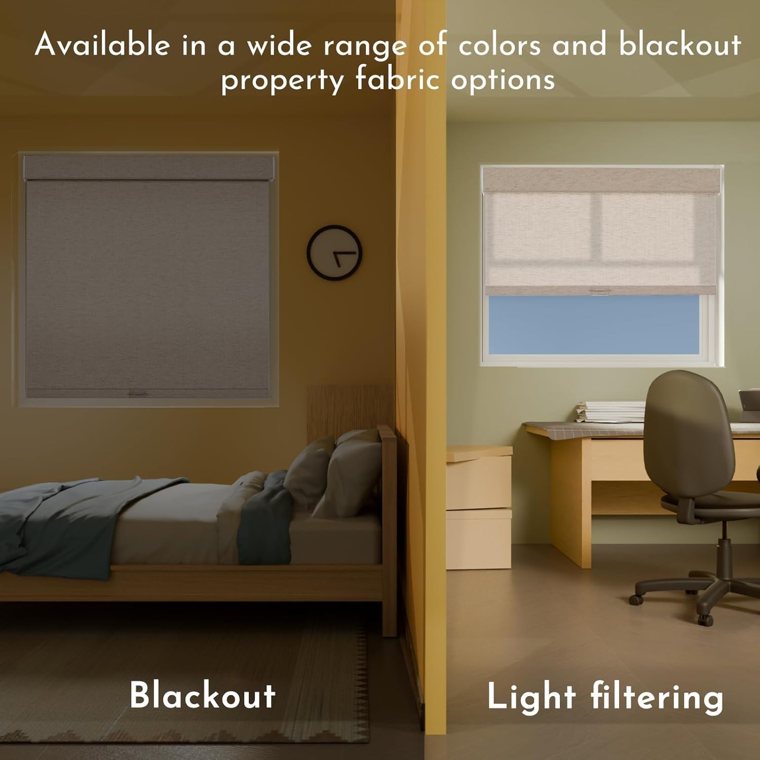 Persilux Blackout Roller Shades for Windows,Cordless,Linen Fabric,Roller Blinds