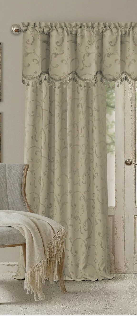 1 Elrene Mia 52″ x 84″ Single Blackout Curtain Panel NATURAL Poly 1 Panel Only