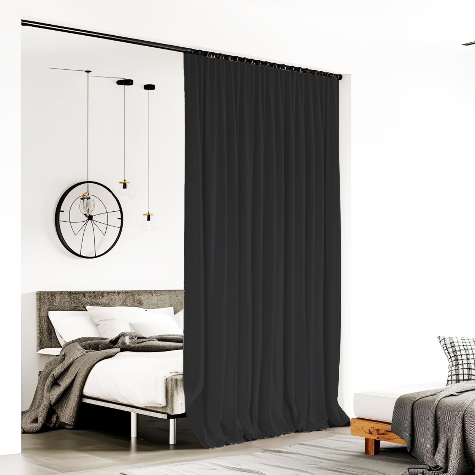 Room Divider Curtains for Ceiling Track Rod, Blackout Ceiling Track Curtains …