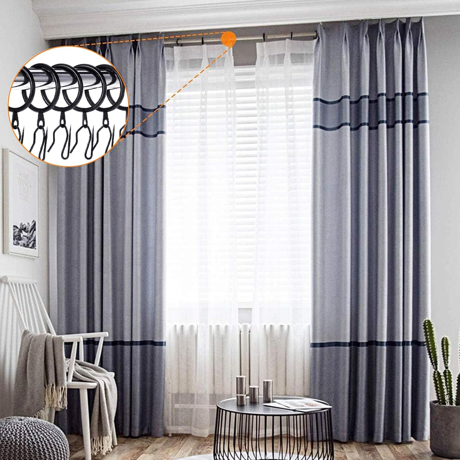 60 Pieces Metal Drapery Curtain Rings Curtain Hanging Rings and 60 Pieces Metal