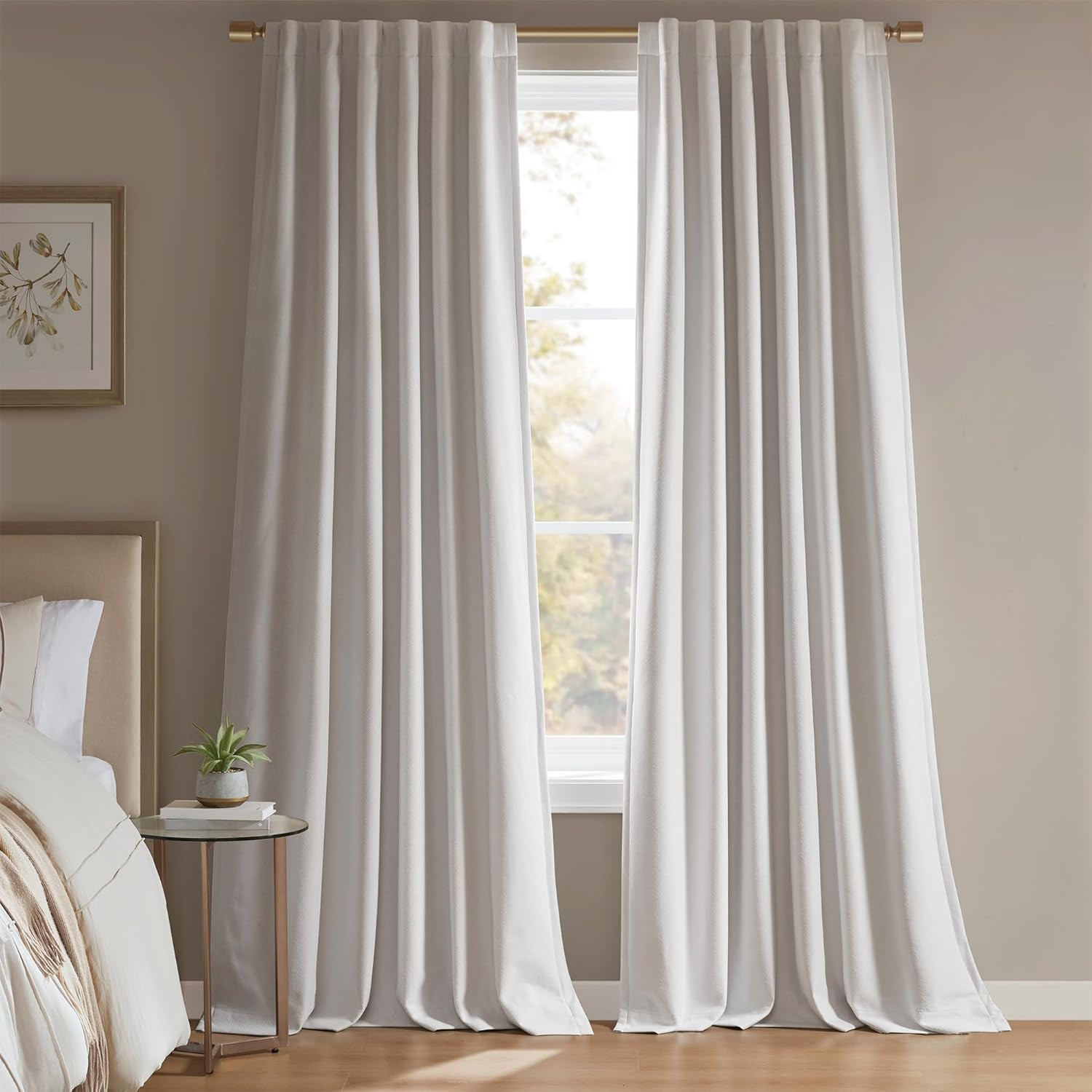 Karien 100% Blackout Curtains 52X84 – White, 2-Layer Noise Blocking & Energy Sma
