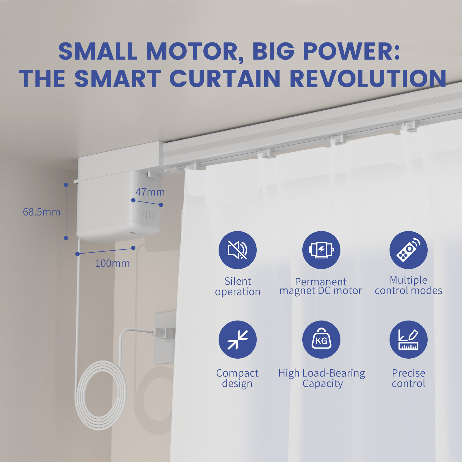 MINICURTAIN Mini30 Smart Curtain Motor (Mini Motor) – App/Voice/Remote Control