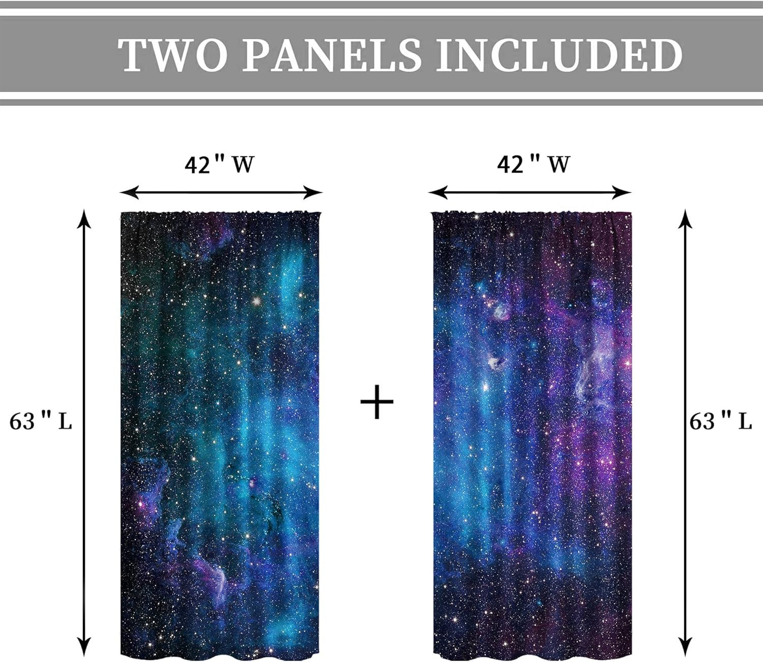 Kids Galaxy Curtains Outer Space Nebula Blue Starry Window Drapes 42×63