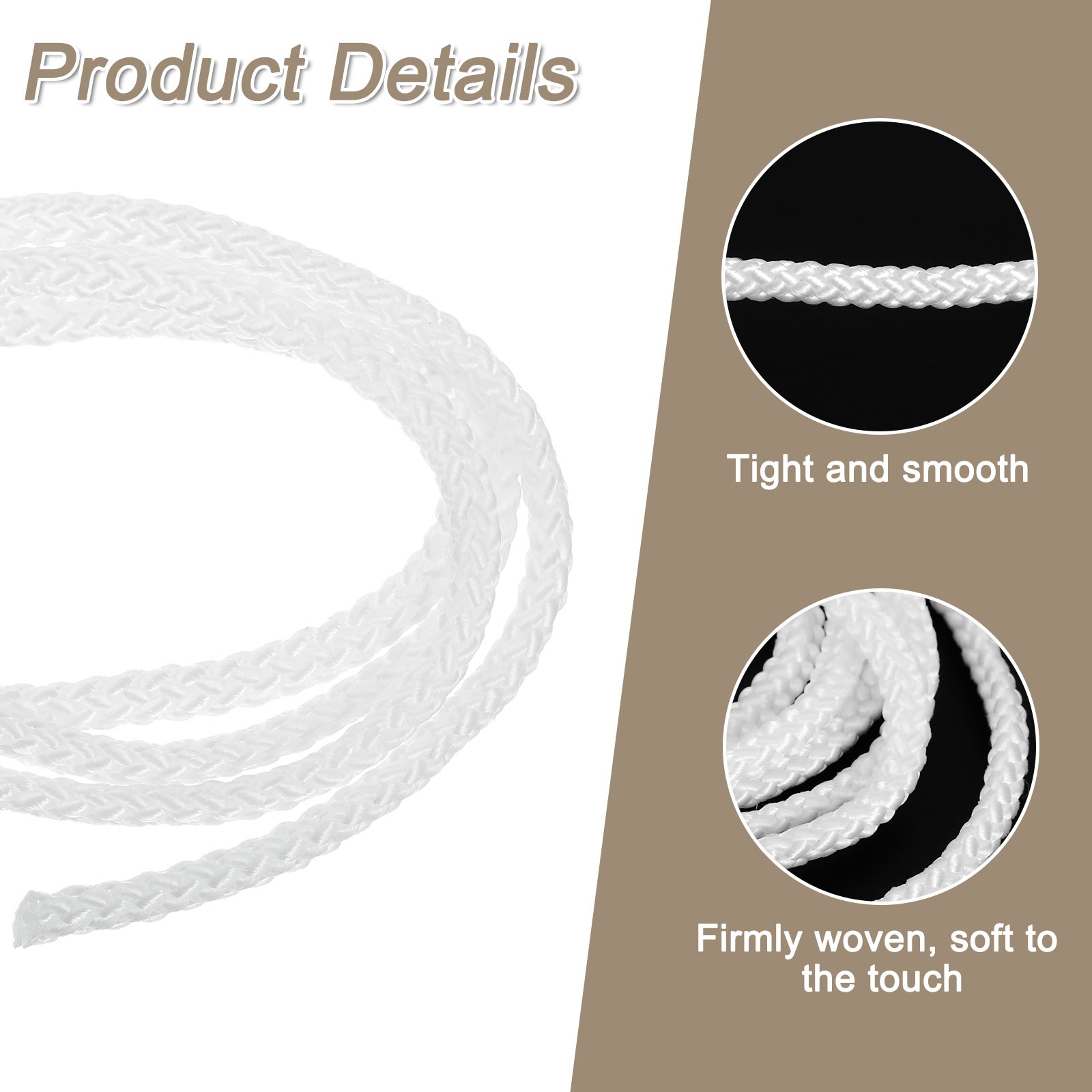 Cord Loop for Window Shades, 3.5mm 2Ft Window Blind Looped String, Beige