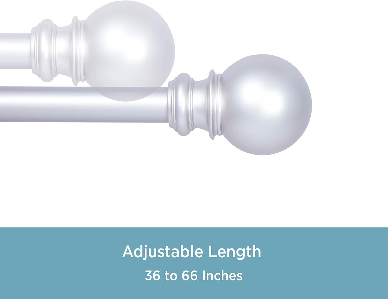KNM80762 Bryce Ball End Standard Decorative Window Curtain Rod, 36-66″ Adjustabl