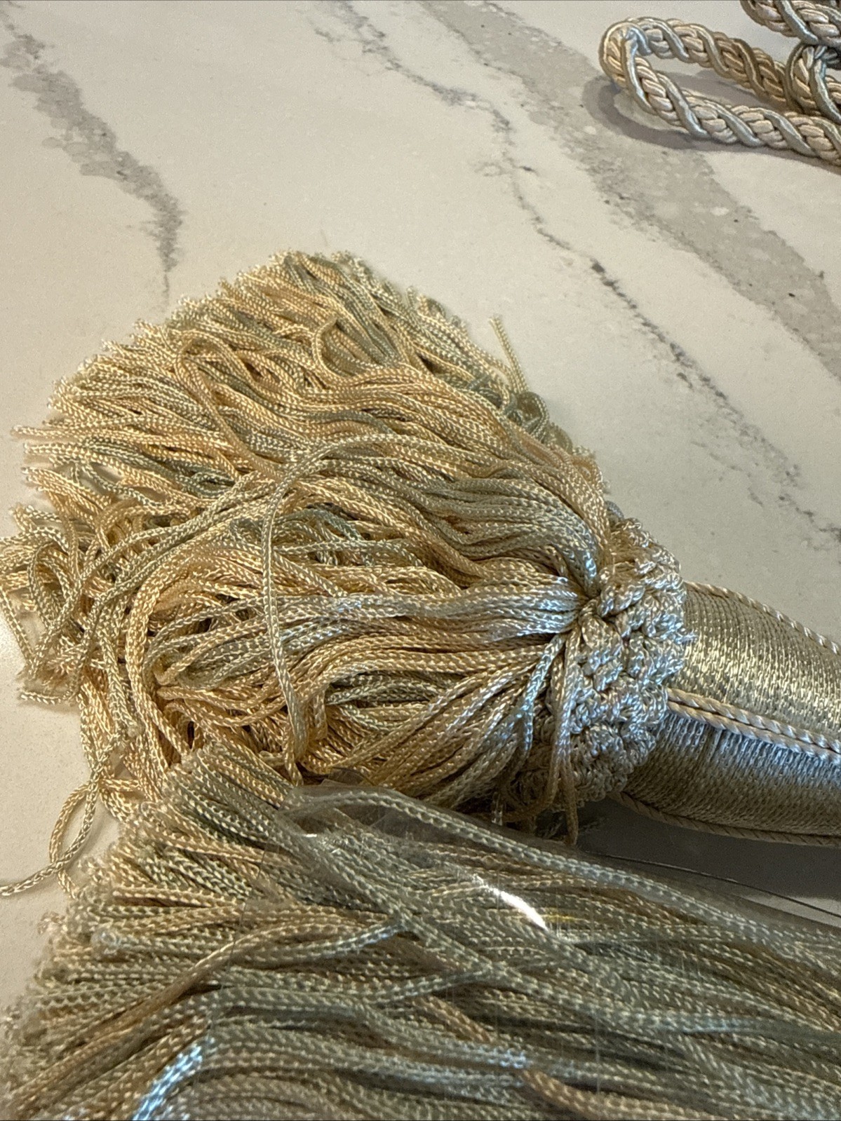 Curtain Window Treatment Tie Back SET Silky Beige Taupe Cream Rope Drapery