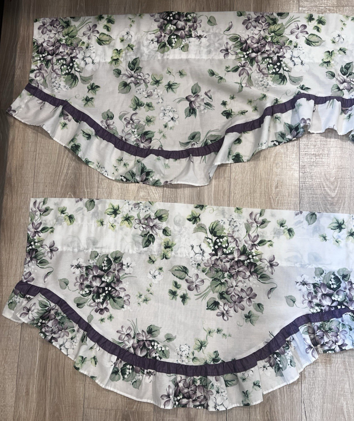 VTG JC Penney Lilac Floral Blouson Valance Set of 2 70×21 Cottage Core
