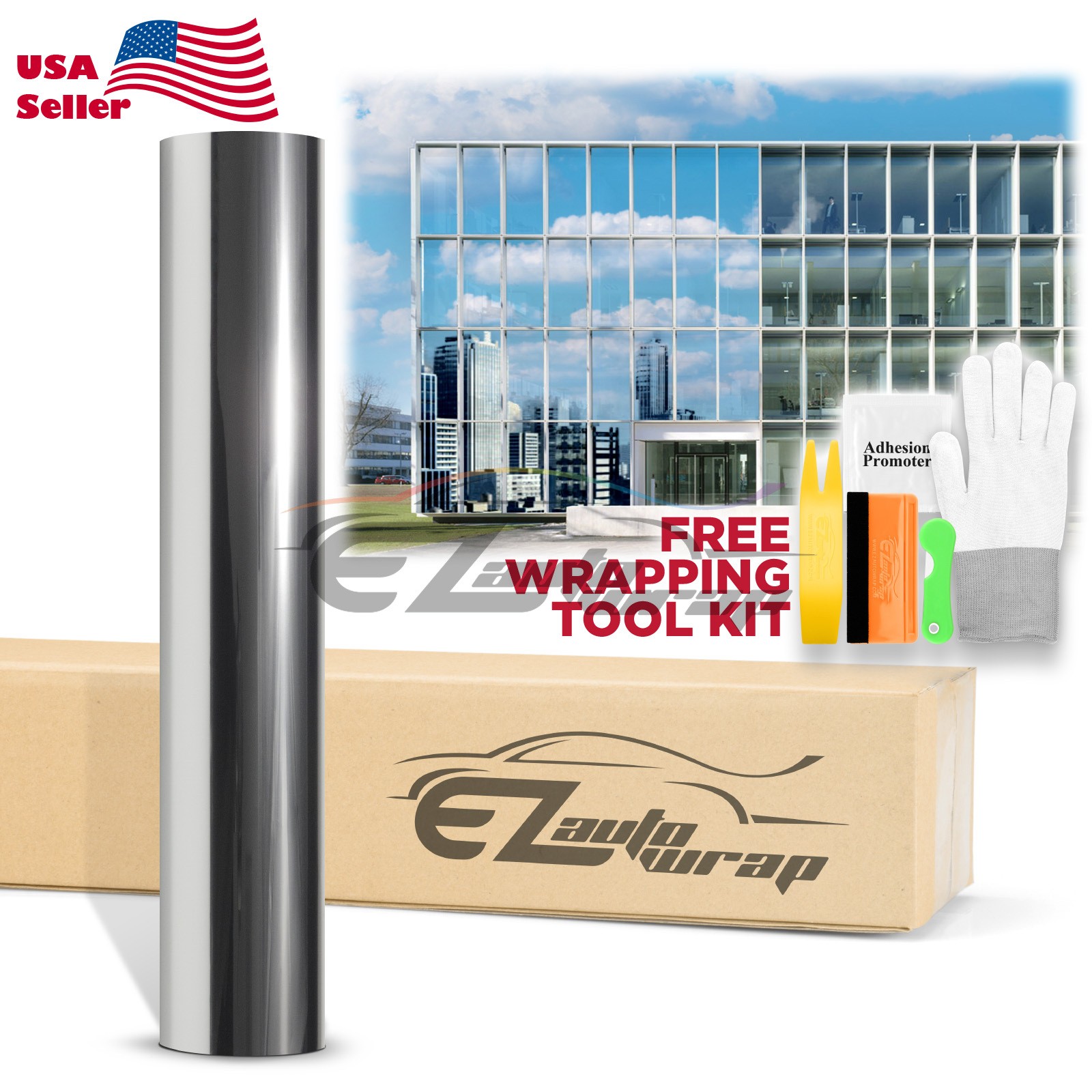 Silver Chrome Window Tint One Way Mirror Film UV Heat Reflective Home Office DIY
