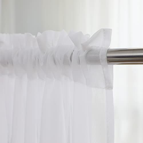 Window Sheer Curtains 84 Inches Long 2 Panels 52″W x 84″L (Pack of 2) White