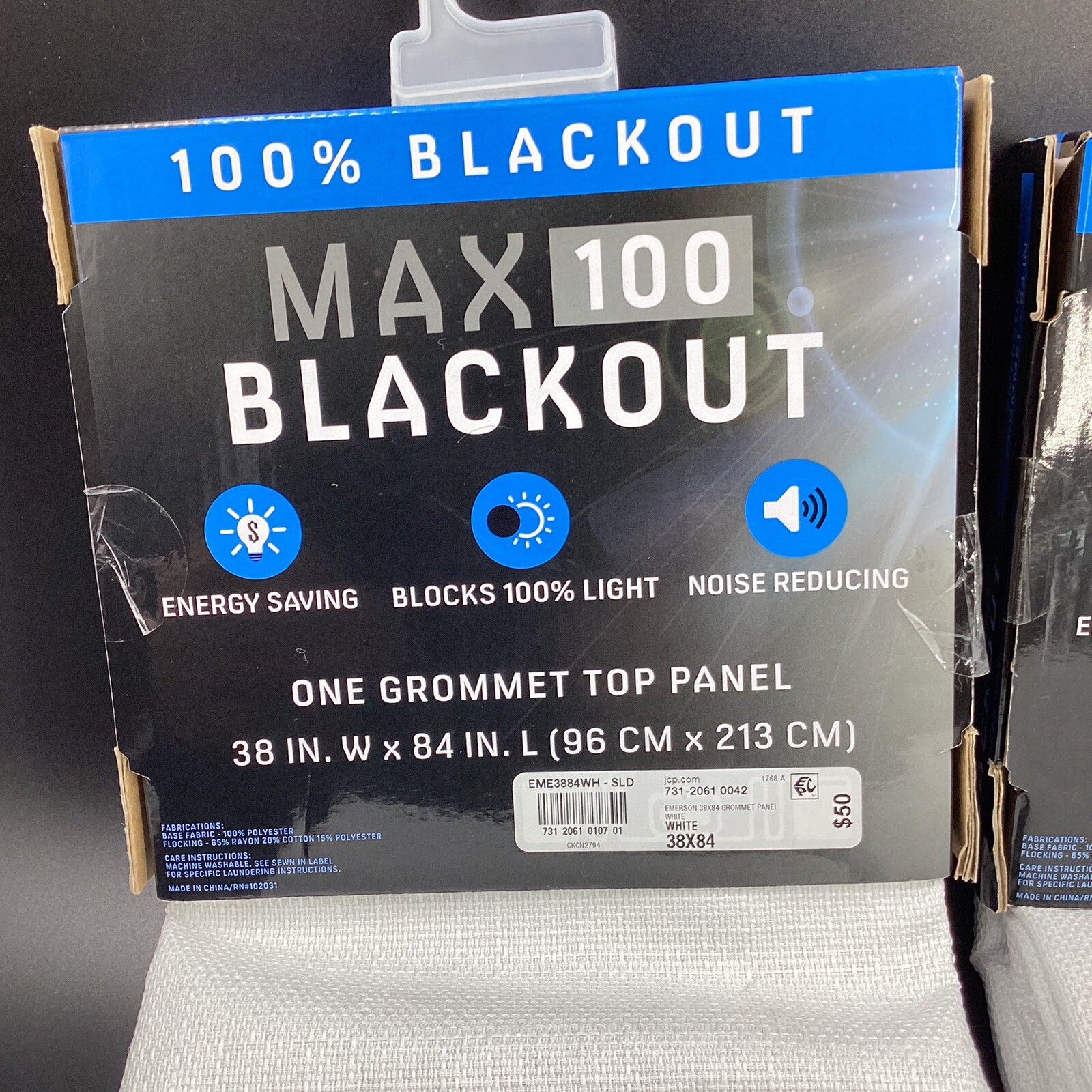 Max 100 Blackout 100% Noise Reducing Grommet Top 2 Panels White 38×84 Org $100