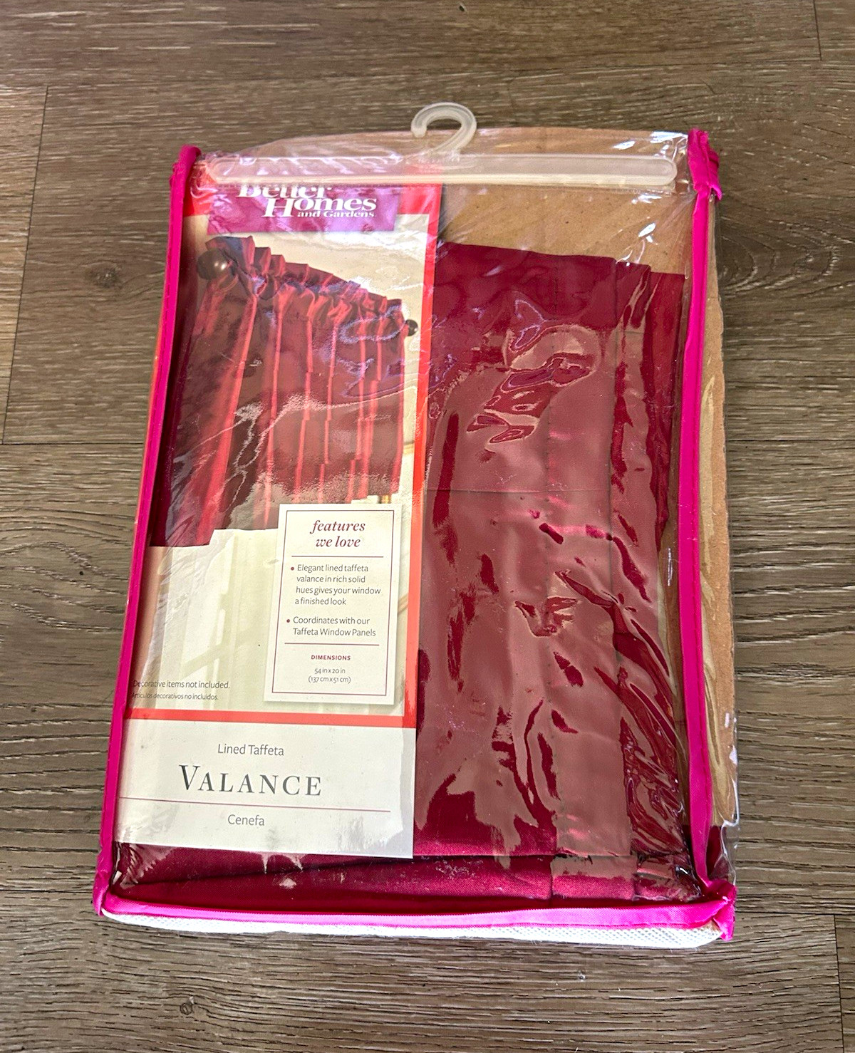 Better Homes and Gardens Lined Taffeta Valance Rod Pocket 54×20 Red