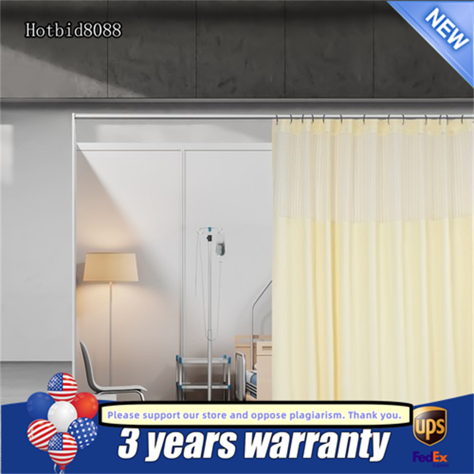 Room Divider Curtain Panel Privacy Screen Curtain Thermal Insulated W/ Mesh Top
