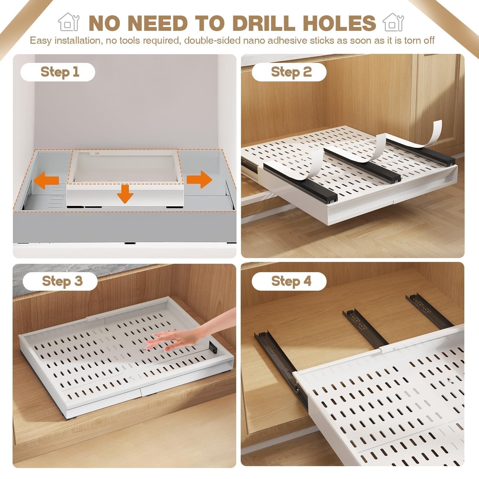 Seinloes 2 Pack Pull Out Cabinet Organizer With Raising Pad for Framed Cabine…