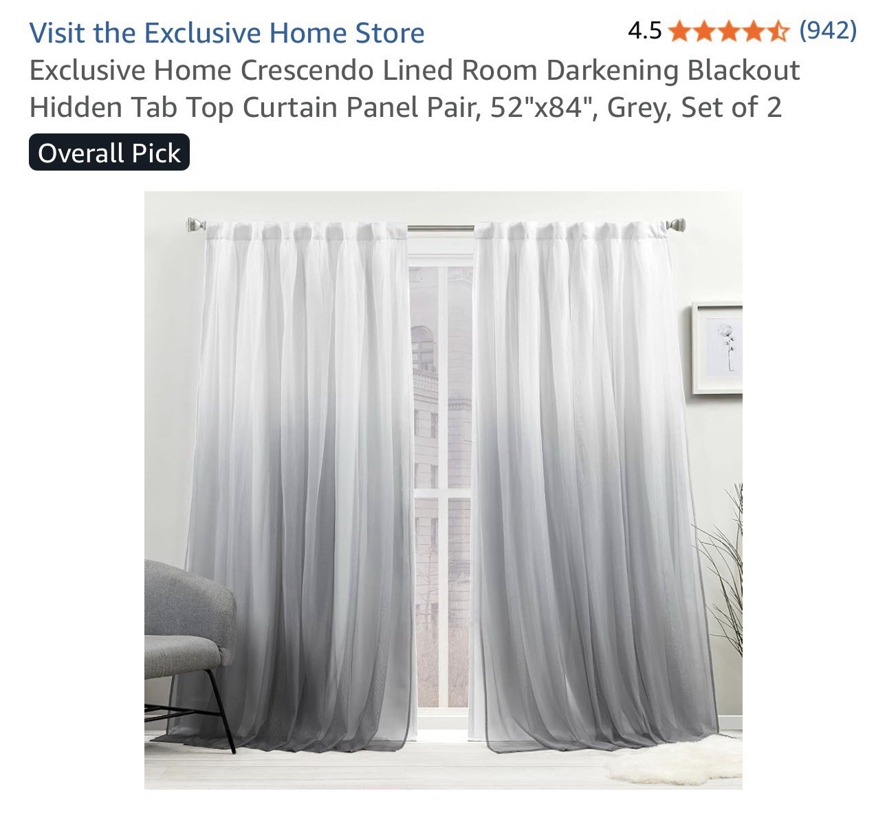 Exclusive Home Crescendo blackout lined thermal ombre tab top set 54 x 84in