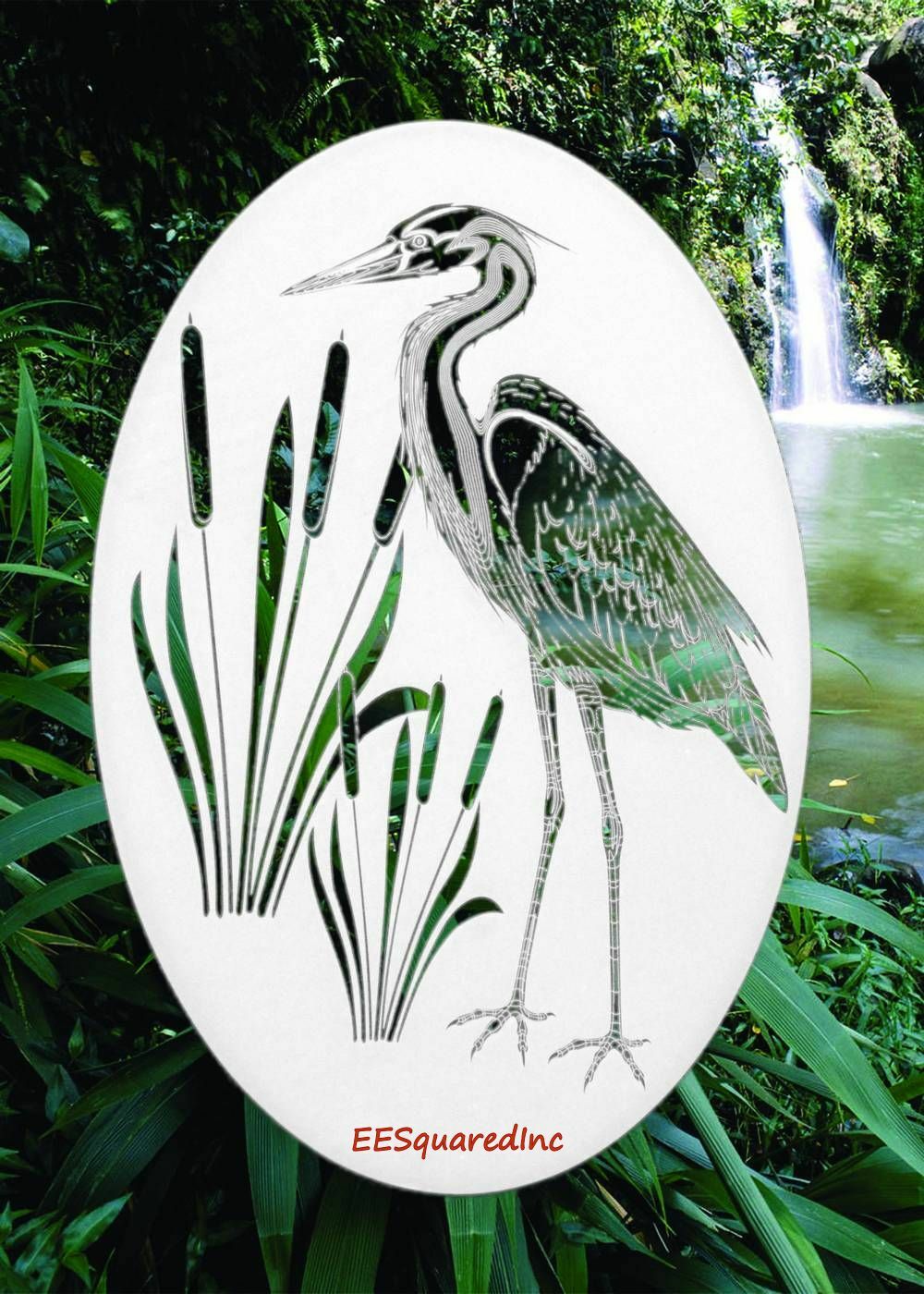 Egret Right Window Decal OVAL 10×16 Tropical Decor for Glass Doors & Windows