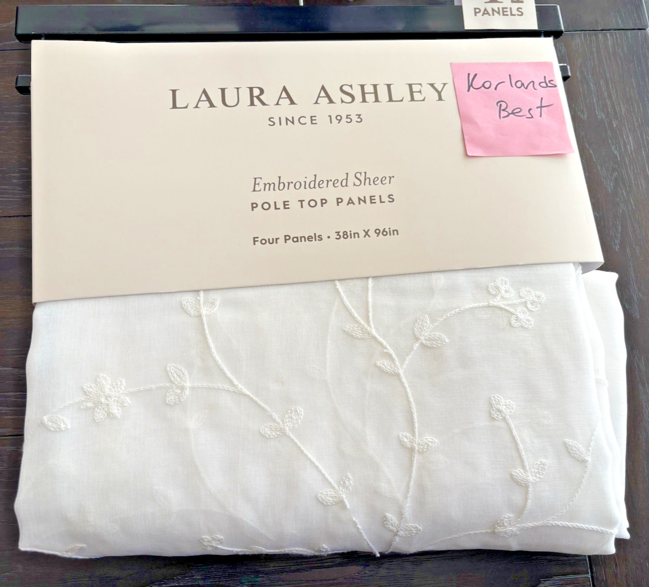 Laura Ashley Window Curtains 4 FOUR Panels 38 x 96 Sheer White Cream Embroidered