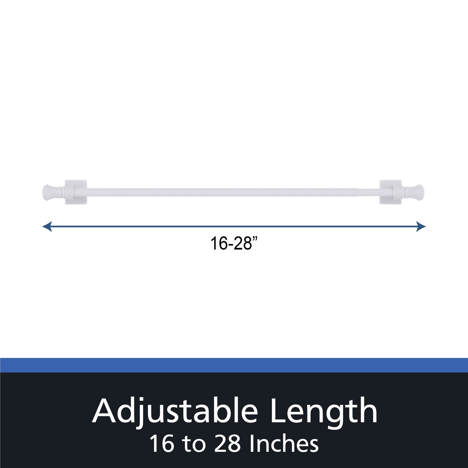 Mainstays 16-28in Cameron Adjustable Drapery Rod, Magnetic Steel Plastic White
