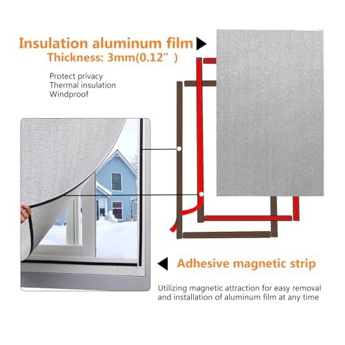 Magnetic Window Insulation Kit Thermal Reflective Aluminum Film 24x36in