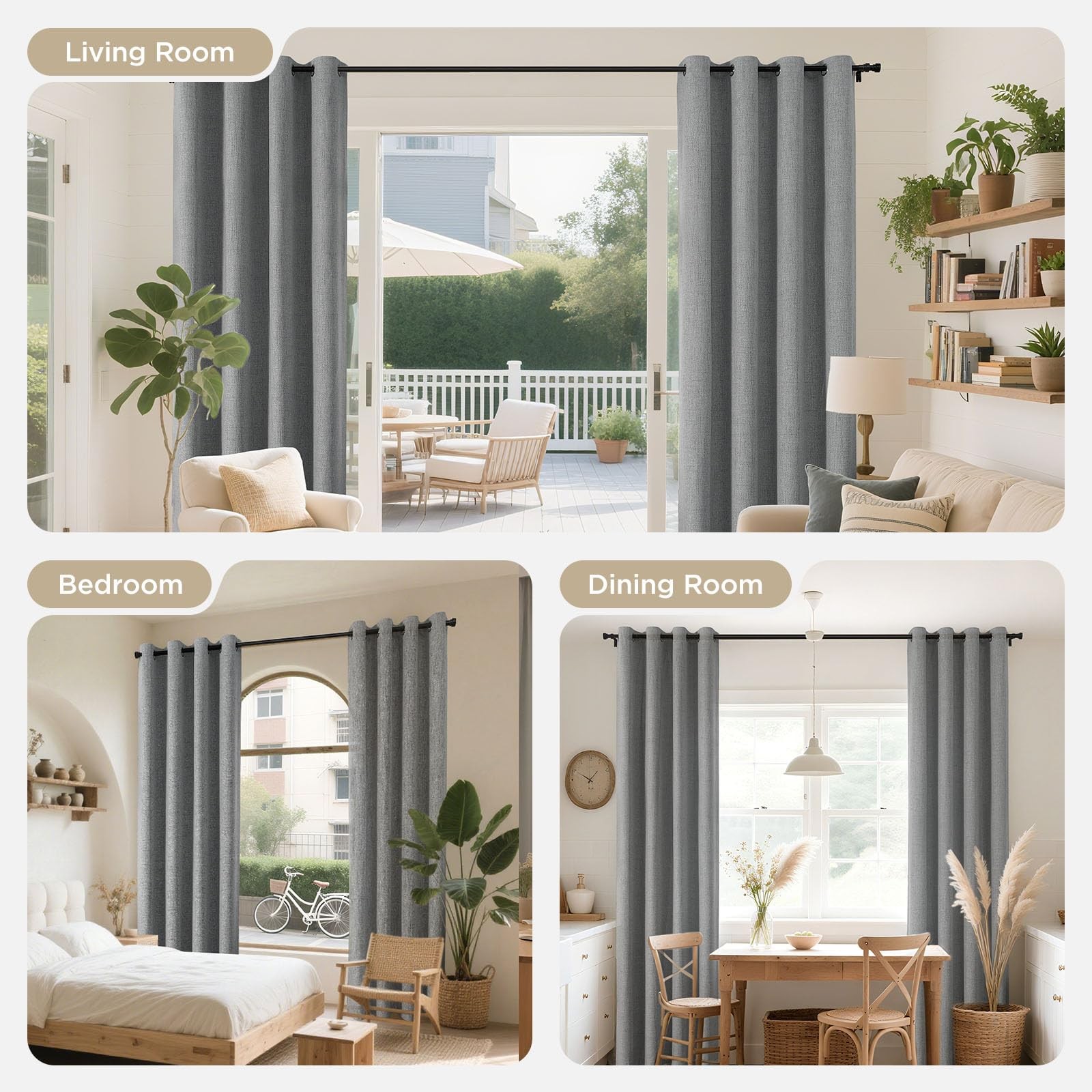 Joydeco Blackout Curtains 52″W x 72″L 2 Panels Grey Modern Grommet Thermal