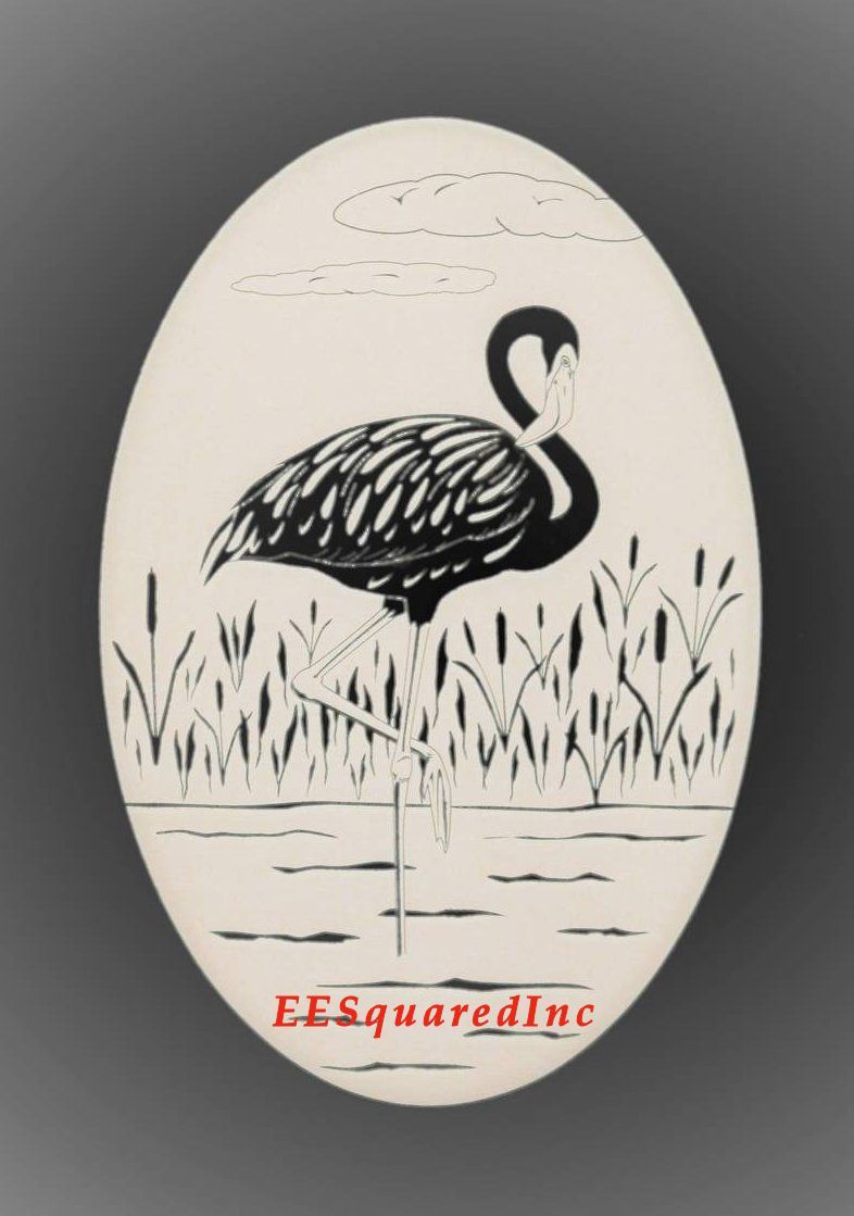 FLAMINGO STATIC CLING WINDOW DECAL New Oval 8×12 Tropical Bird Decor Left Facing