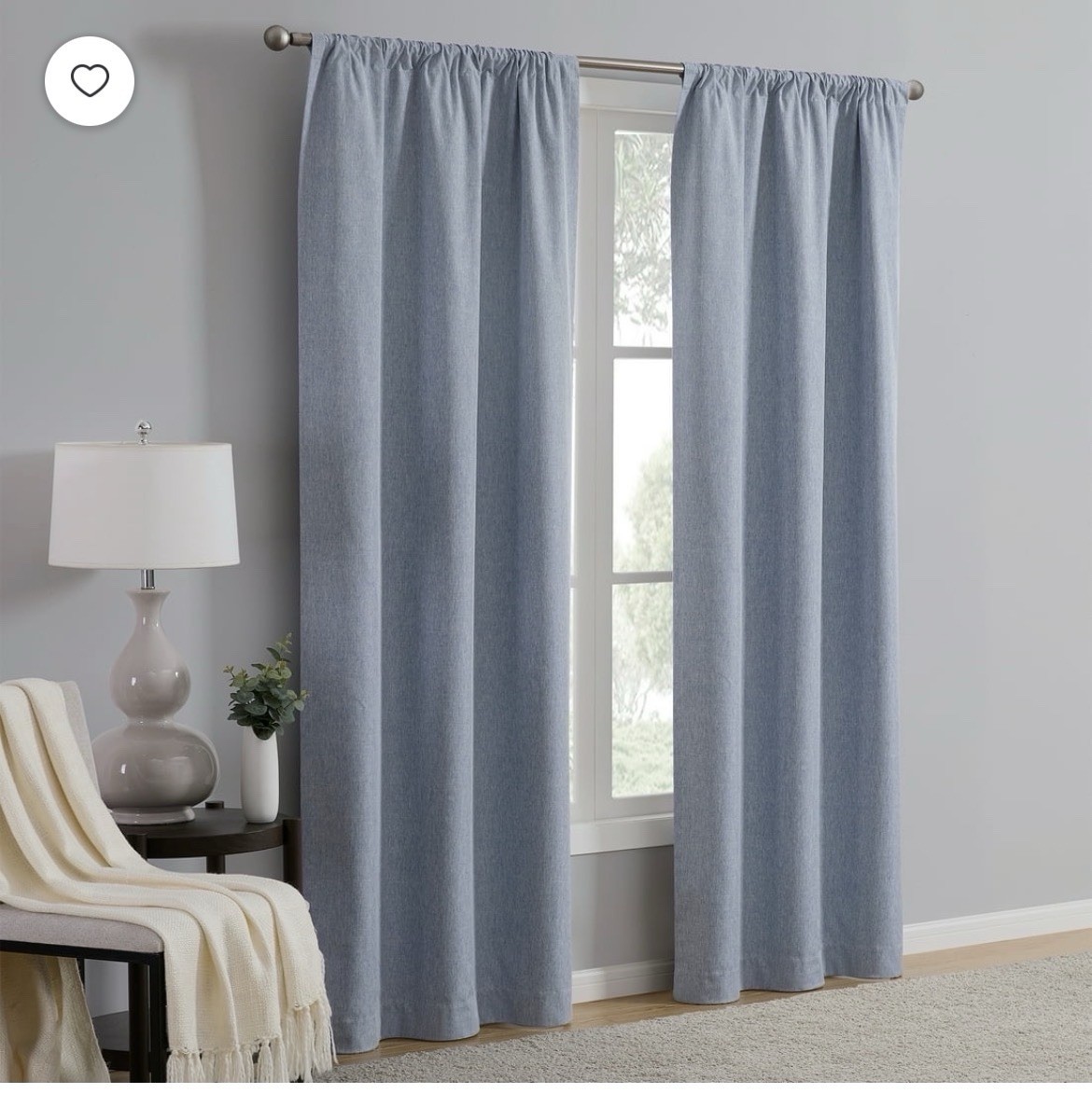 Mainstay Linen Look Light Blue 100% Blackout Panels 2 37”x 84” Room Darkening