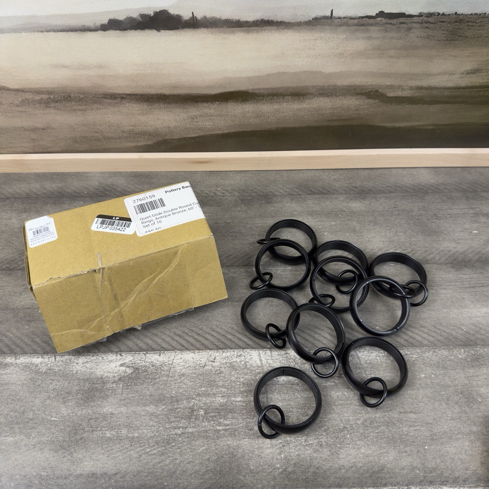 Pottery Barn Quiet-Glide Double Round Curtain Rings 1.25” Set/10 Antique Bronze