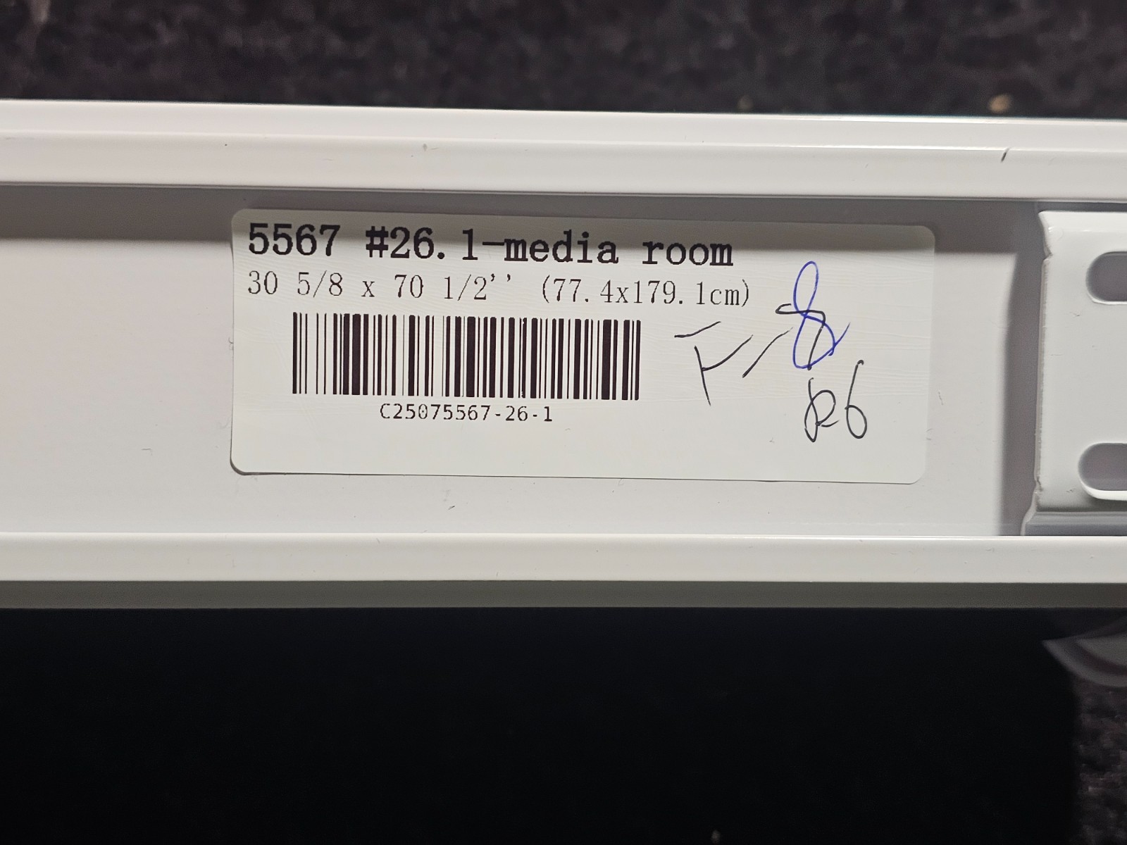 Window Roller Shade, White 30 5/8 x 70 1/2″ For Media Room C25075567-26-1