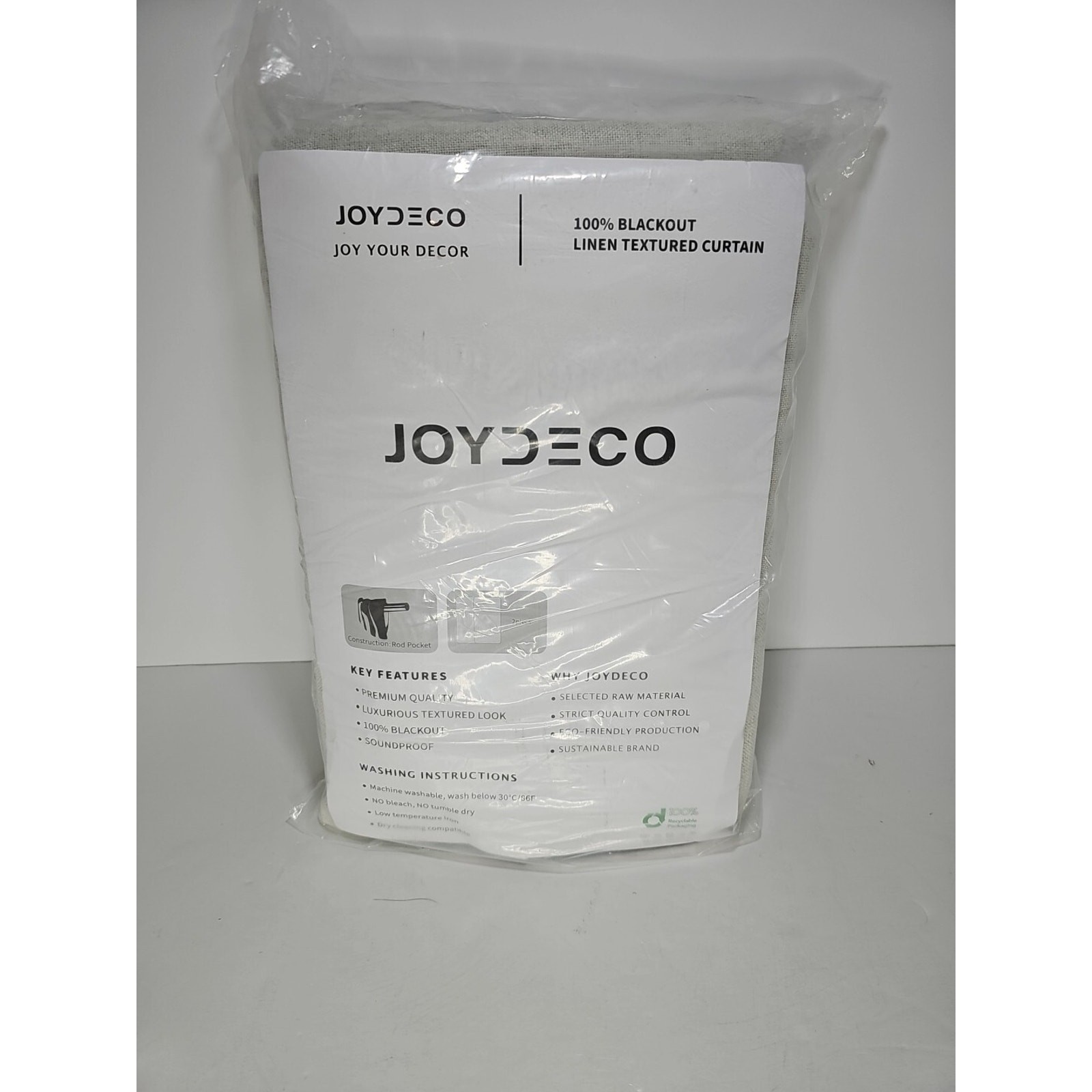 *NWT* Joydeco 2-Piece 100% Blackout Linen Textured Curtain 52″W×108″L Y36