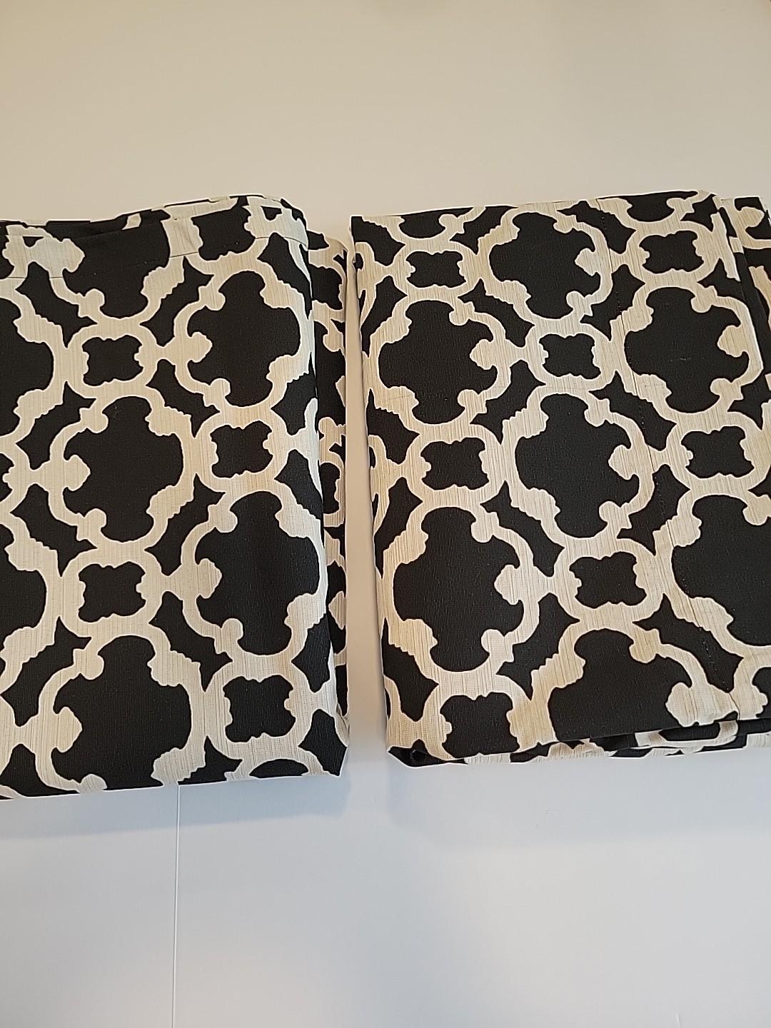Target Threshold Farrah Fretwork Black Cream Curtains 2 Panels 54”W 82”L Glam