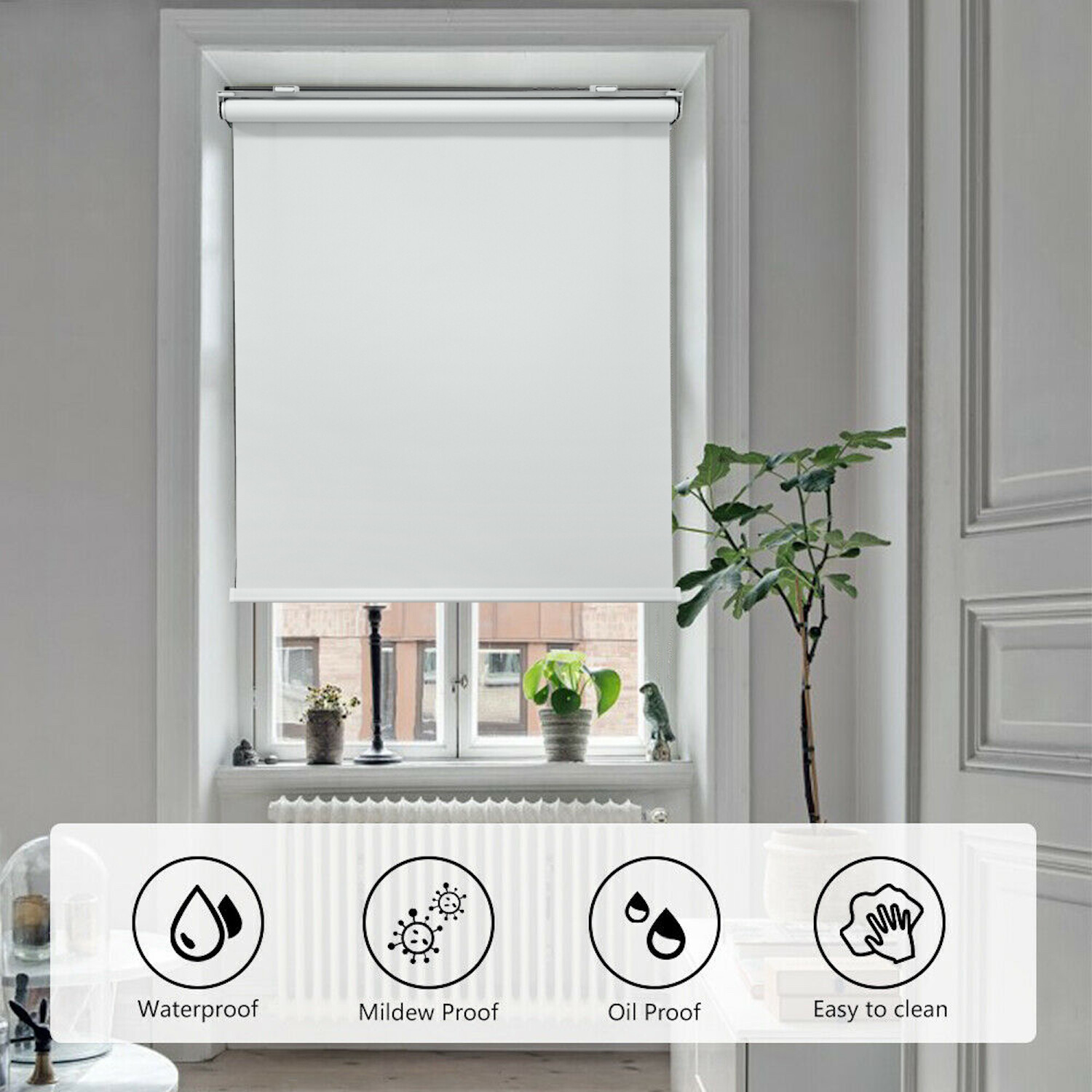 40″x72″ Cordless Light Through Roller Shades Window Blinds Waterproof Insulated