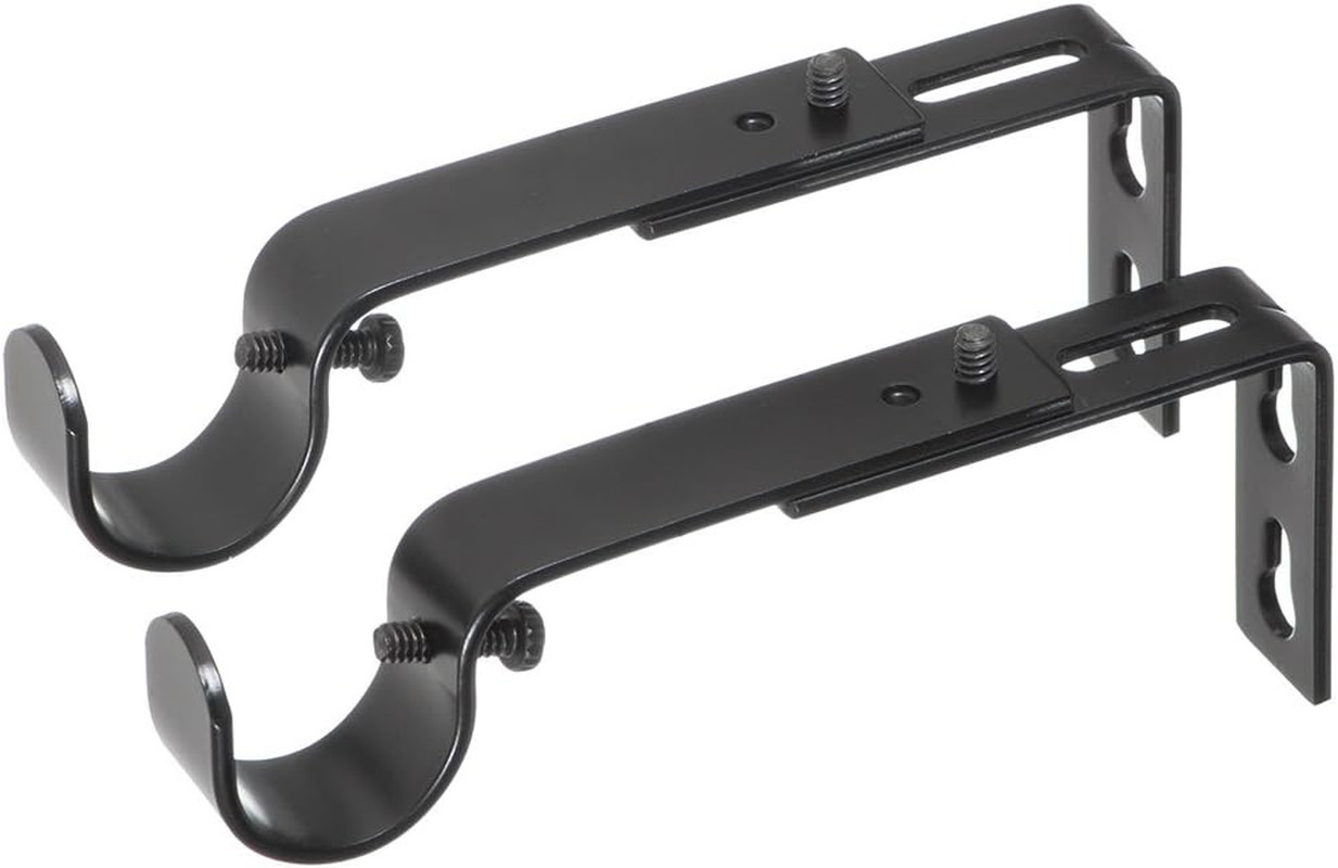 Adjustable Brackets for Curtain Rods – for 7/8 or 1 Inch Rods. Set of 2 – Black