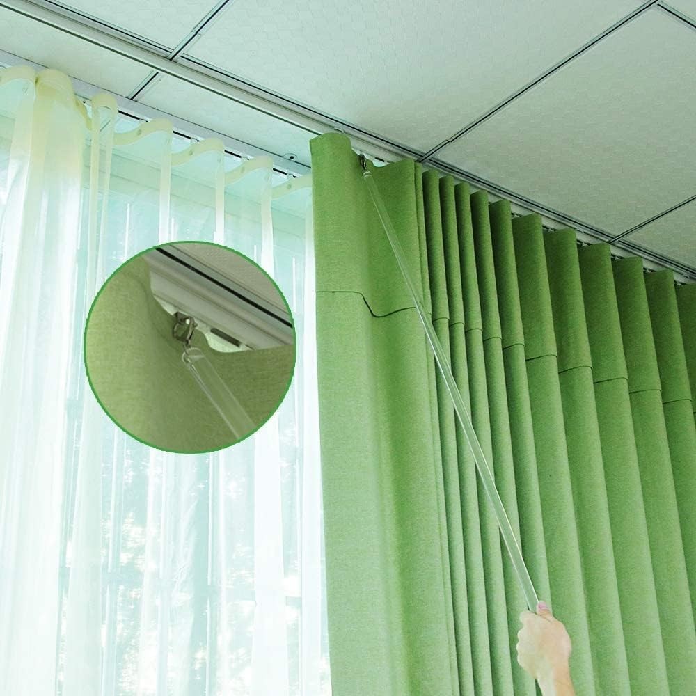 Curtain Pull Rod Set 2 Pack Acrylic Invisible Wardrobe Drapery Grommet Curtain