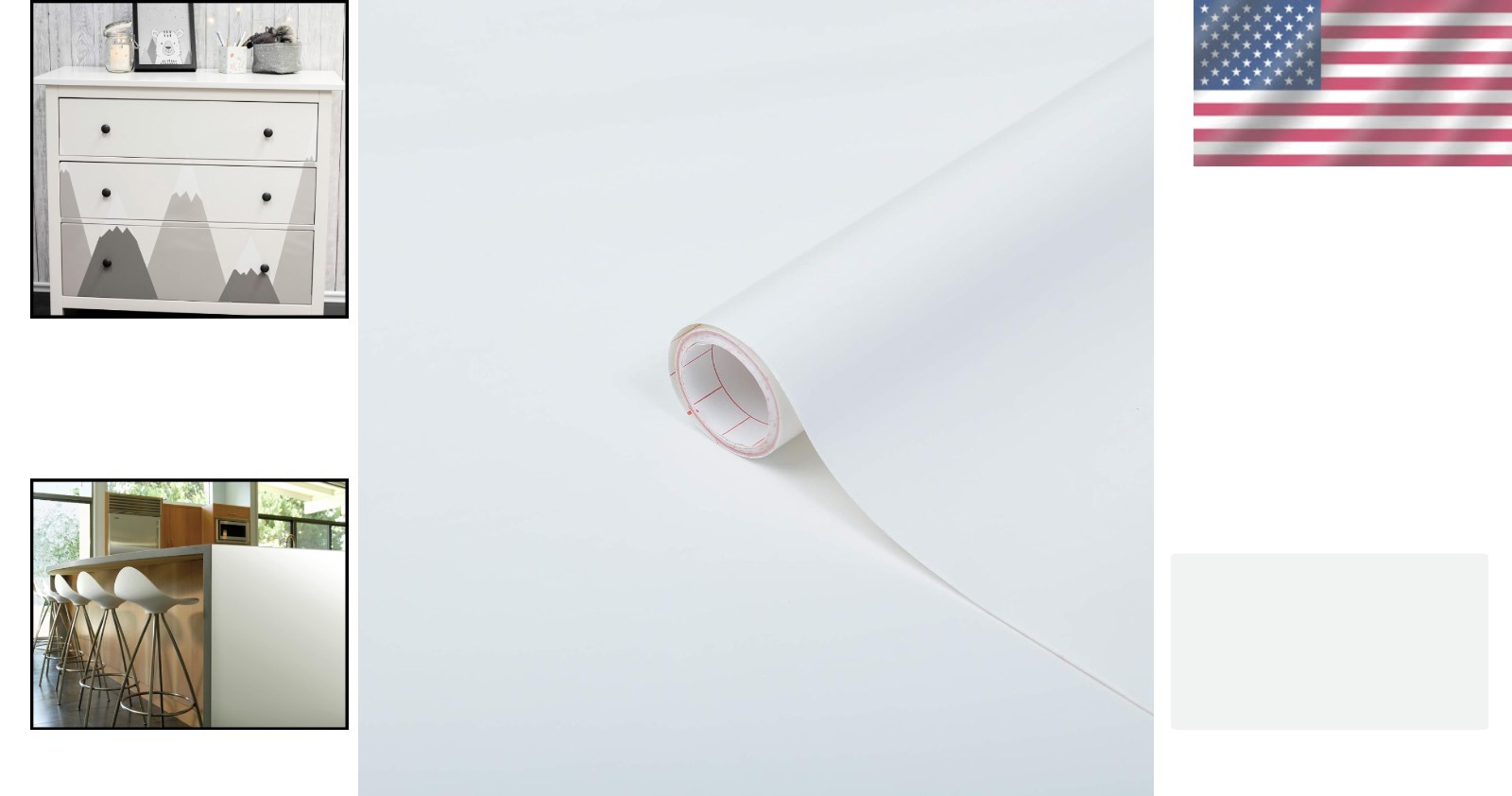 Matte White Self-Adhesive Film 17×78 – Decorative DIY Roll