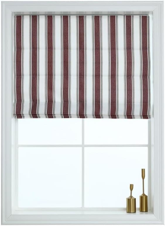 Cordless Roman Shades Room Darkening & Blackout – Vertical Stripe Woven Design