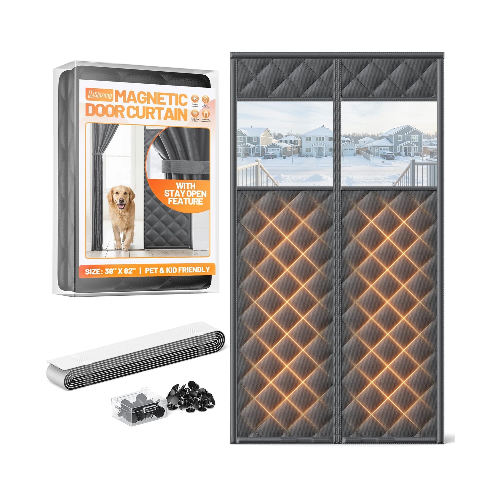 Magnetic Insulated Door Curtain Fits 36″x80″ Doors – Thermal Door C… Fast Ship