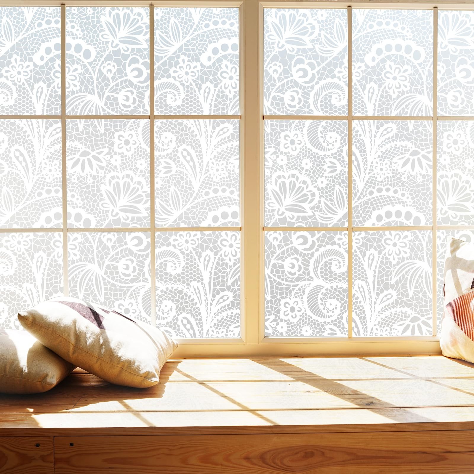 DKTIE Bathroom Window Privacy Film White Canvas Texture 17.7” x 78.7”, S686
