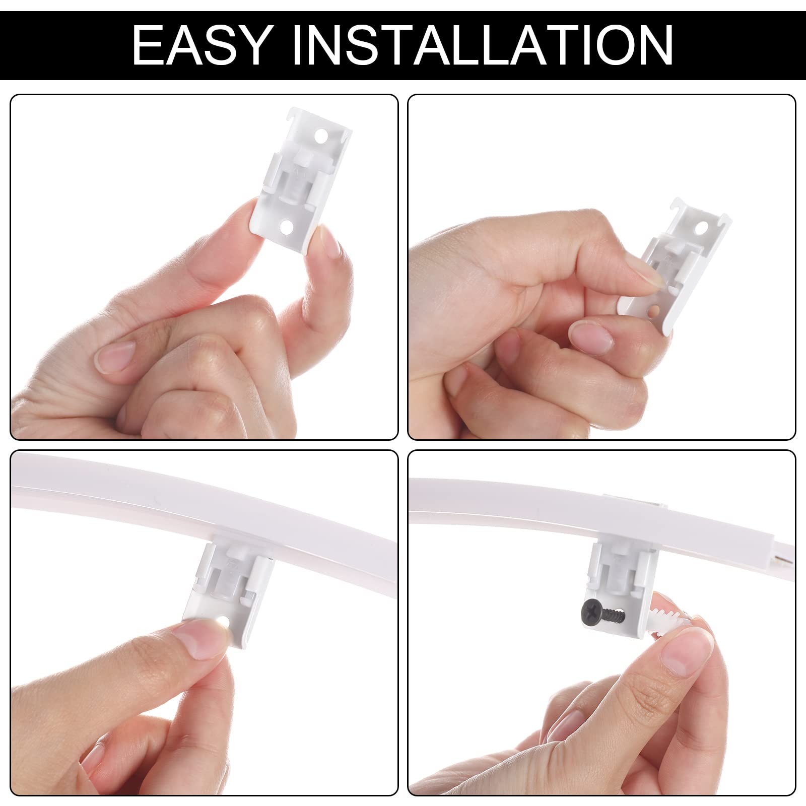 Jetec Curtain Tracks Ceiling Flexible Curtain Track Bendable Rail Curved Wall