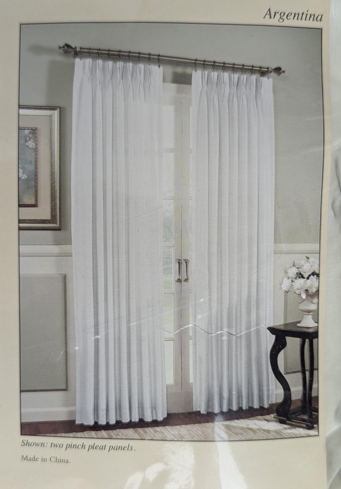 PERI Argentina Pinch Pleat Curtain Panel 26×84 White Room Darkening Back Tabs