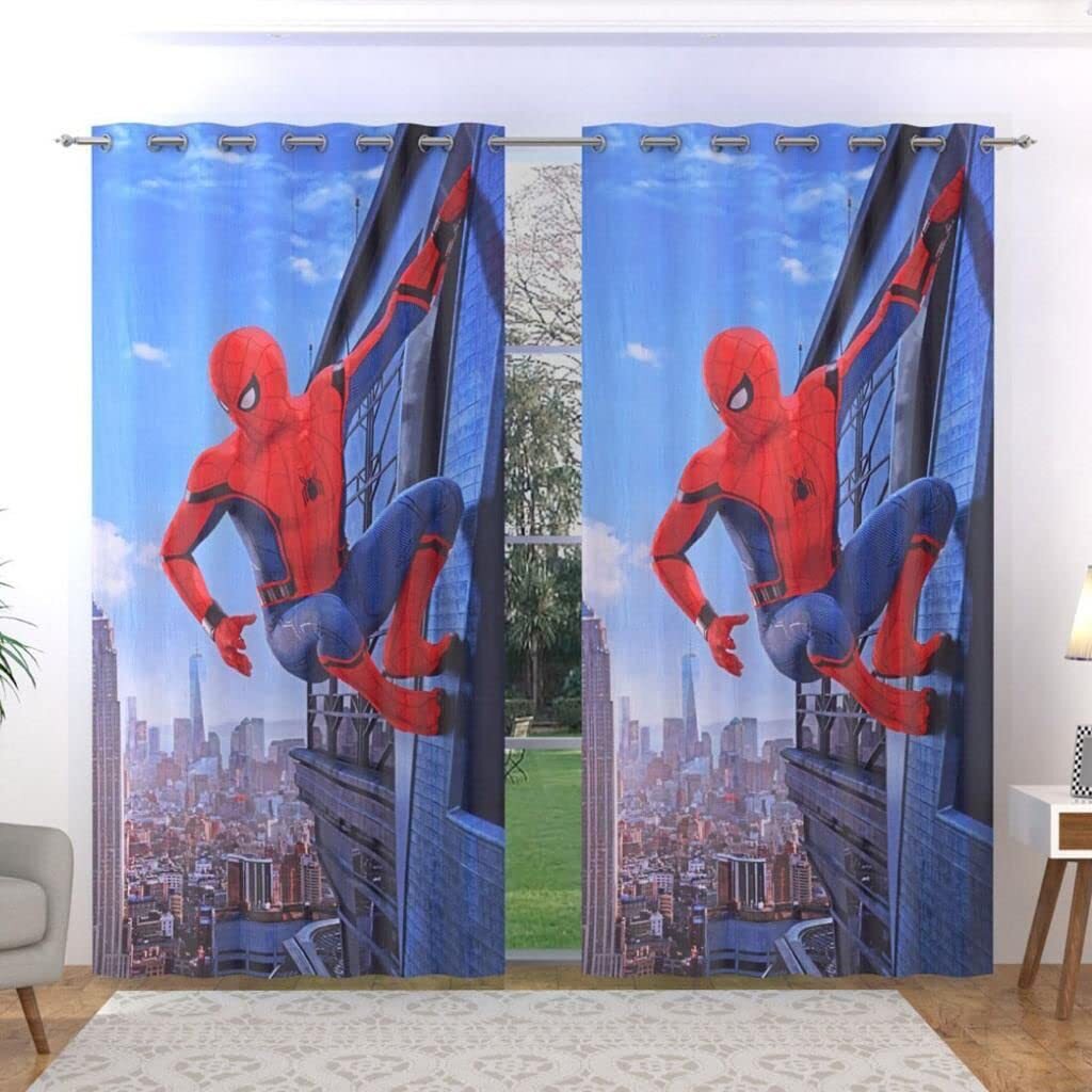 3D Print Polyster Curtains Set of 2 Multicolor Spiderman Print ( 4 x 5 feet )