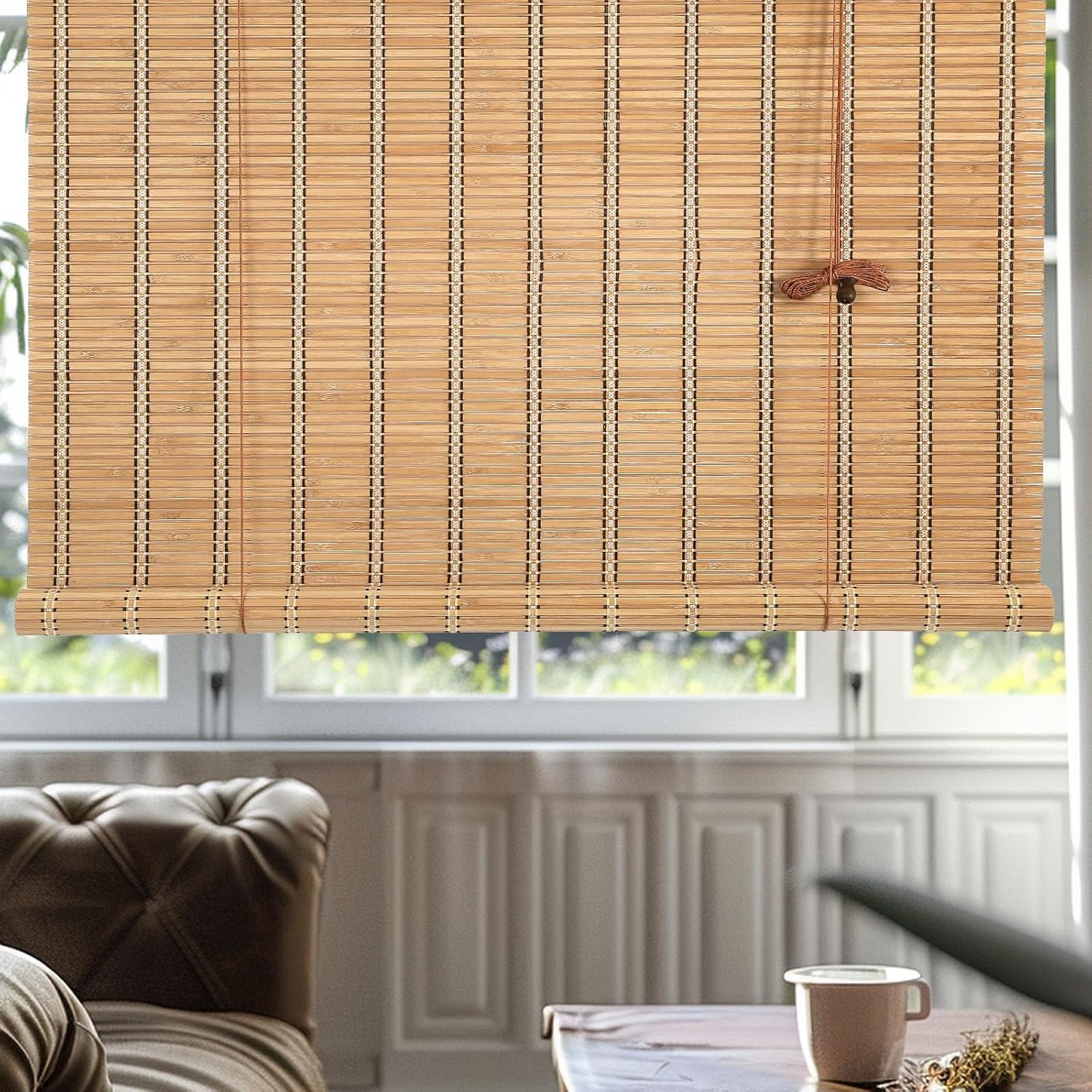 Elegant Bamboo Roman Blinds for Indoor & Outdoor Windows 72″ x 72