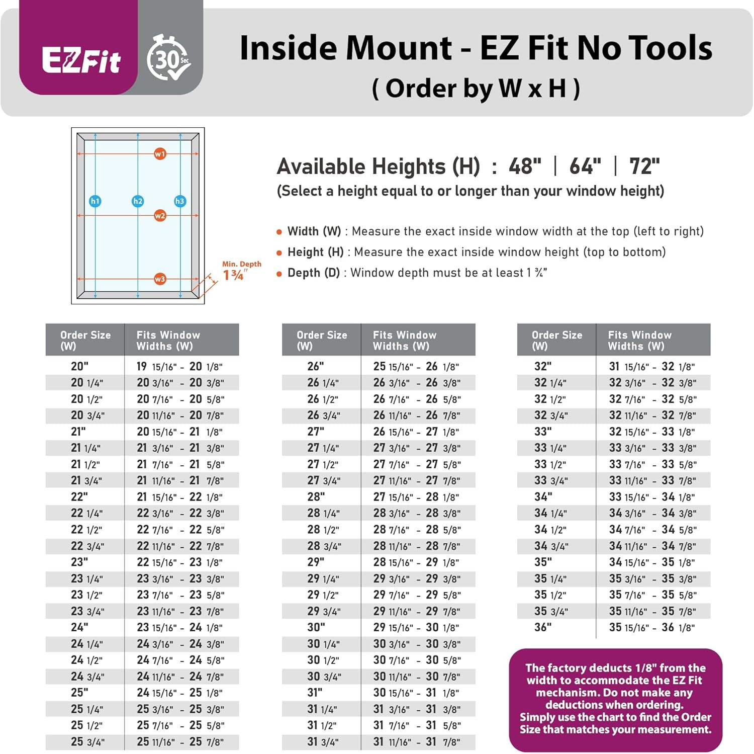 EZ Fit No Tools Cordless Blackout Cellular Shade 21.5″ W x 48″ H – White
