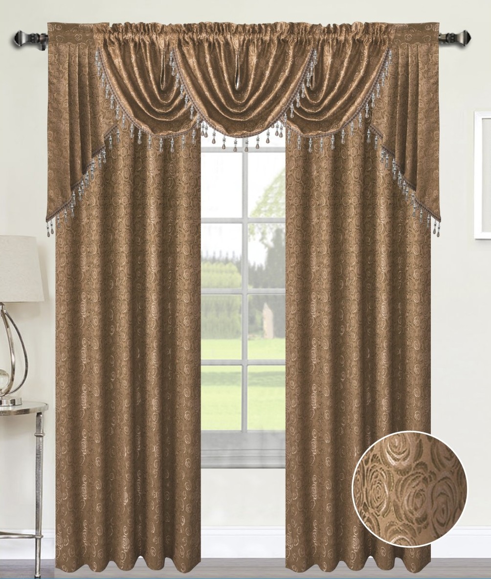 ANGELINA DAMASK TEXTURED CURTAINS, TAUPE