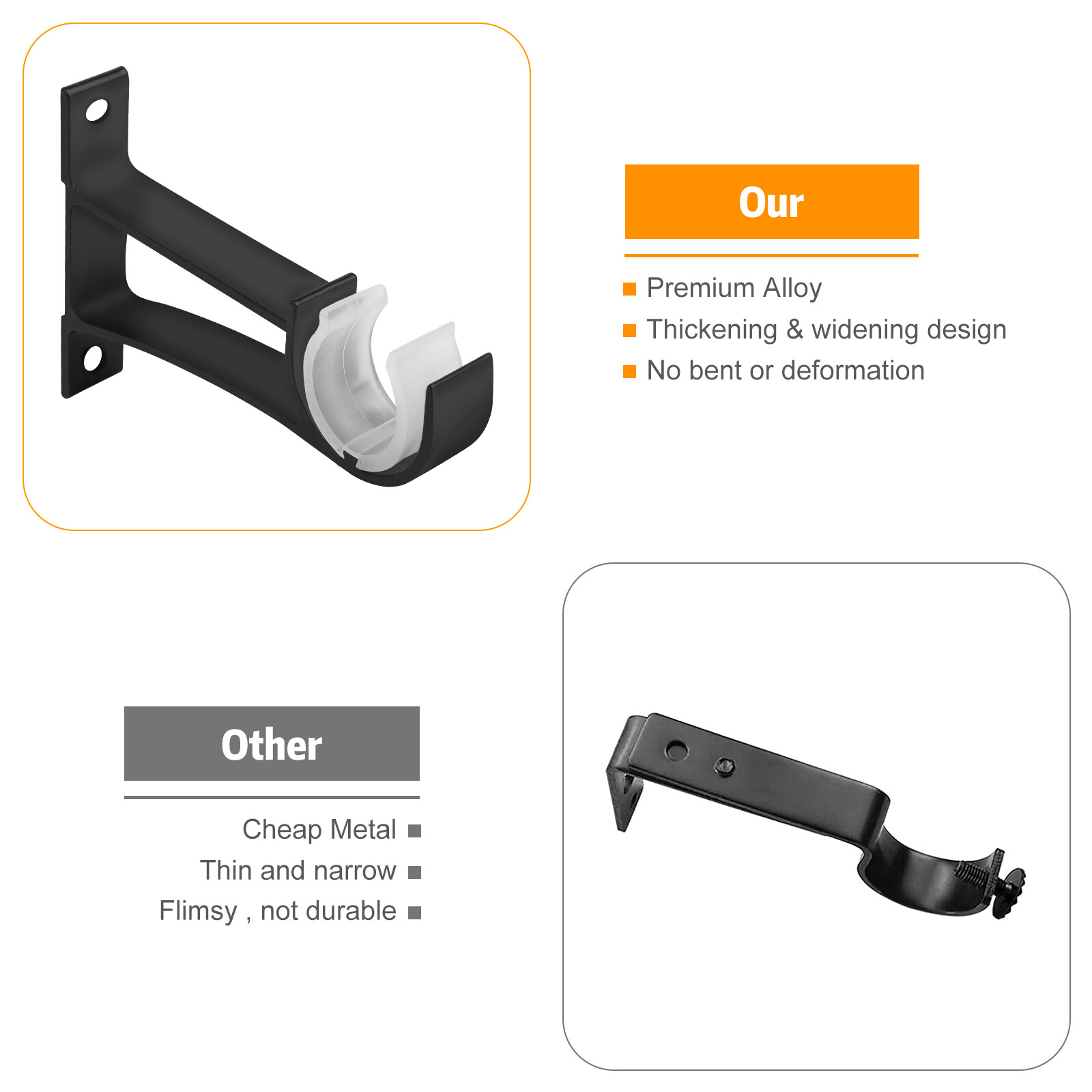 4X Curtain Rod Bracket for Drapery Window Frame Holder Aluminum Alloy Heavy Duty