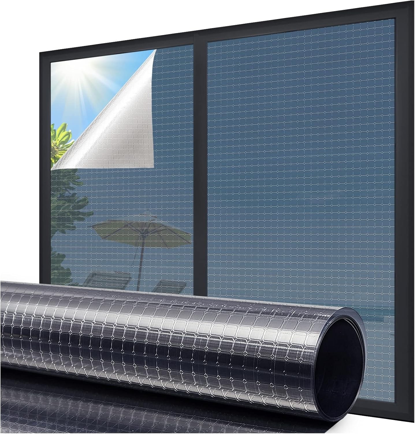 Coavas One Way Privacy Window Film, Reflective Home, Blue Silver